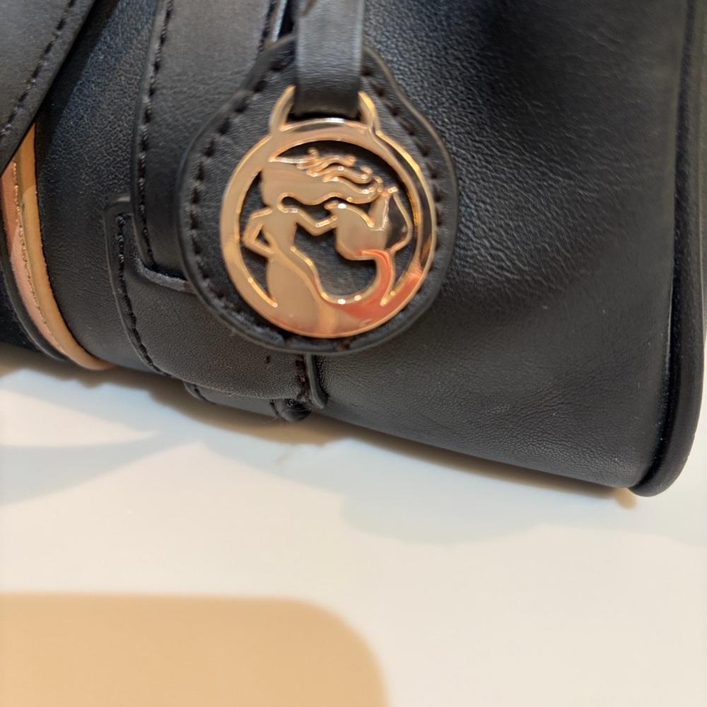 Spartina 449 Black and Tan Leather Satchel - Picture 3 of 5